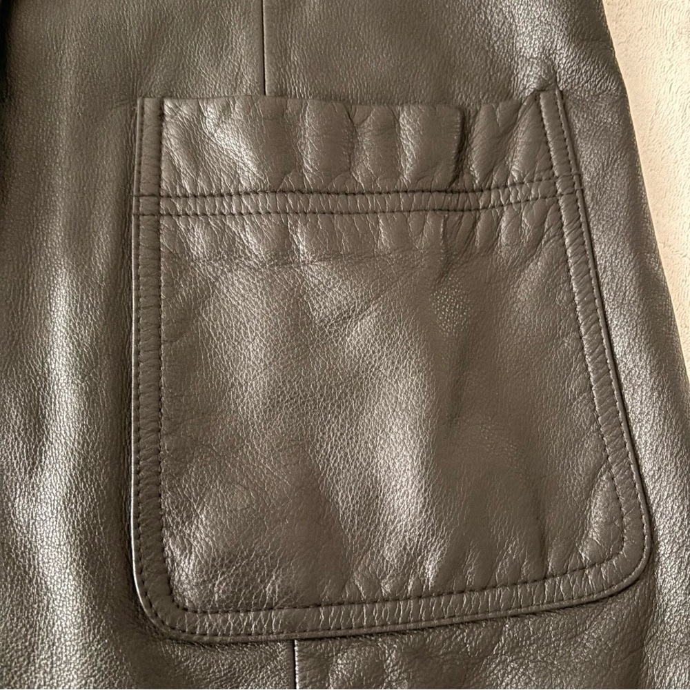 Vintage Y2K Eddie Bauer Women’s Black Leather Car Coat Casual Streetwear Sz L - Picture 12 of 13